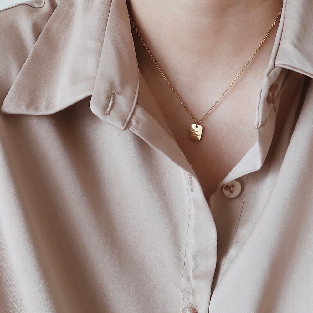 NEW 18K Gold Plated Square Good Luck Pendant Necklace - Picture 12 of 12